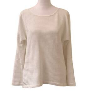 Chenault Women's White Knit Long Sleeve Sweater, Size M CHECK MEASUREMENTS